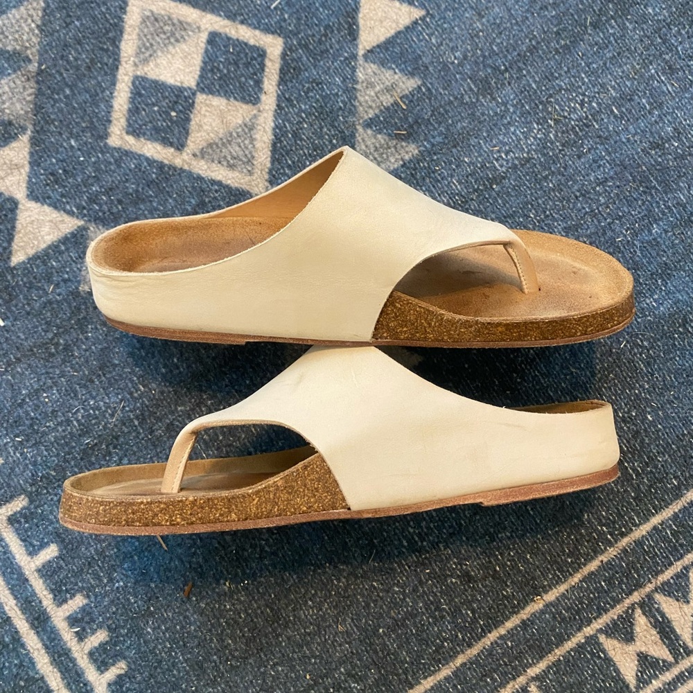 ALOHAS Cream Slip-On Sandals with Cork Sole